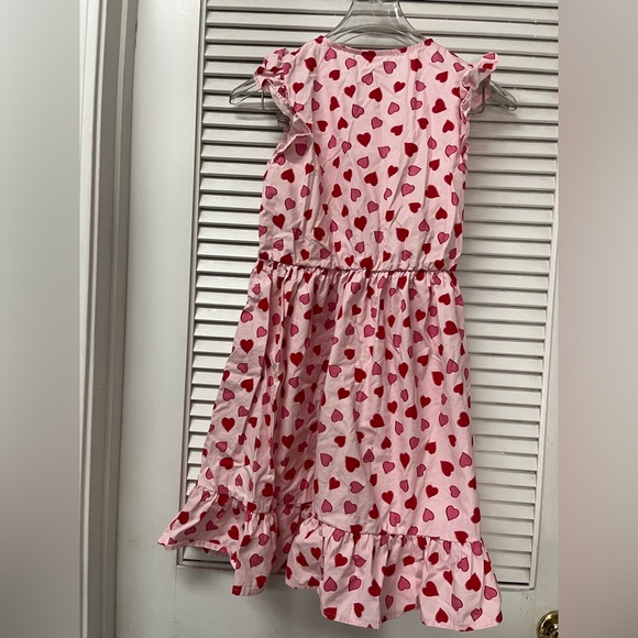 Little Lass Pink Dress with Red Heart Printsz12 kids - Picture 2 of 6